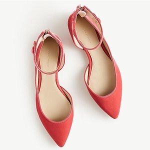 Ann Taylor Velvet D’orsay Ankle Strap Flats